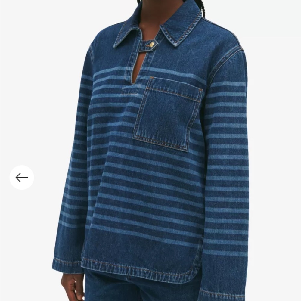 Claudie Pierlot Bateau Stripe-Pattern Denim Top - Picture 5 of 7